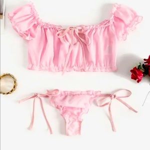 Chiffon Frilled Tied Sheer Lingerie Set